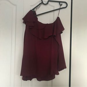 Stella and Dot Roz one shoulder top Burgundy size small